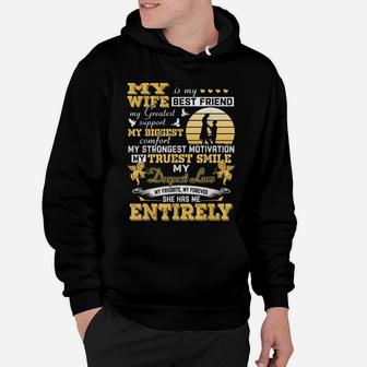 Mens Funny Husband Tee My Wife Is My Best Friend Greatest Support Hoodie | Crazezy UK