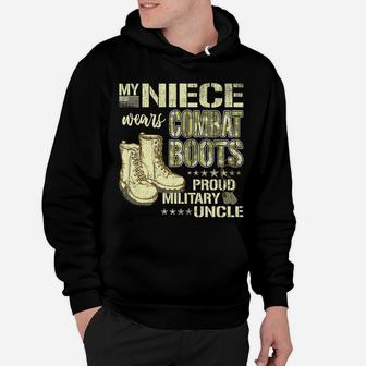 Mens My Niece Wears Combat Boots Dog Tags - Proud Military Uncle Hoodie | Crazezy CA