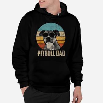 Mens Pitbull Dad Vintage Sunglasses Funny Pitbull Dog Owner Hoodie | Crazezy