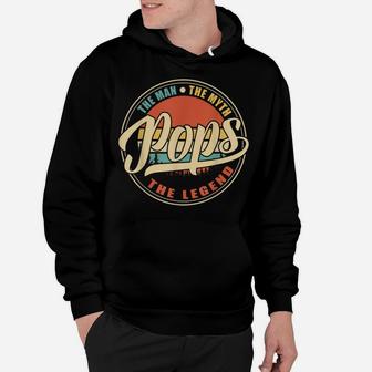 Mens Pops The Man The Myth The Legend Vintage Retro Fathers Day Hoodie | Crazezy