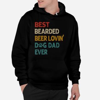 Mens Vintage Best Bearded Beer Lovin Dog Dad Hoodie | Crazezy