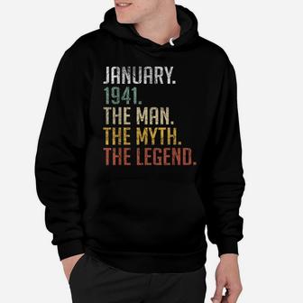 Mens Vintage January 1941 Retro 80 Years Old 80Th Birthday Gift Hoodie | Crazezy
