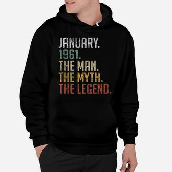 Mens Vintage January 1961 Retro 60 Years Old 60Th Birthday Gift Hoodie | Crazezy DE
