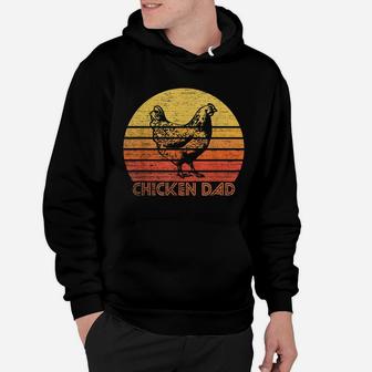 Mens Vintage Retro Chicken Dad Gift Farm Farmer Sunset Silhouette Hoodie | Crazezy AU