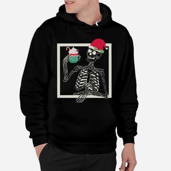 Merry Christmas Funny Santa Hat Christmas Drink Skeleton Sweatshirt Hoodie | Crazezy AU