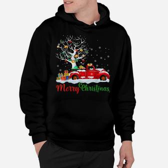 Merry Christmas Red Truck Christmas Tree Lights Snow Hoodie | Crazezy CA