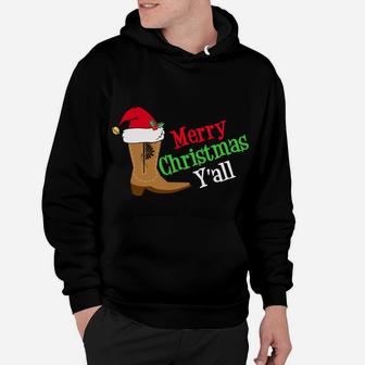 Merry Christmas Y'all Funny Texas Cowboy Holiday Gift Hoodie | Crazezy AU