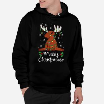 Merry Christmoose Holiday Humor Funny Gift Christmas Animal Hoodie | Crazezy