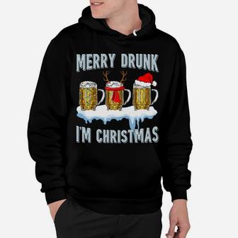 Merry Drunk I'm Christmas Funny Beer Xmas Santa Reindeer Hoodie | Crazezy