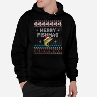 Merry Fishmas Ugly Christmas Fishing Long Sleeve Shirt Hoodie | Crazezy