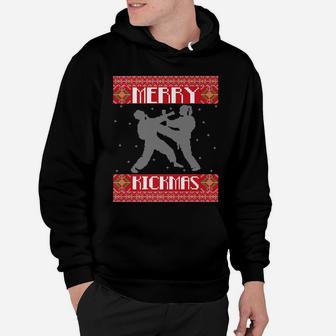 Merry Kickmas Karate Martial Arts Ugly Christmas Sweater Hoodie | Crazezy DE