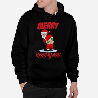 Merry Kissmyass Christmas Rebel Funny Santa Claus Xmas Sweatshirt Hoodie | Crazezy UK