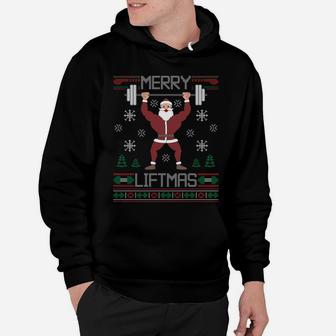 Merry Liftmas Ugly Christmas Sweater Gym Workout Sweatshirt Sweatshirt Hoodie | Crazezy CA