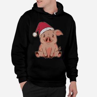 Merry Pigmas Pig With Christmas Santa Hat Funny Pigs Lover Hoodie | Crazezy UK