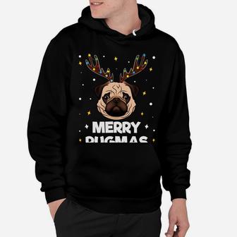 Merry Pugmas Christmas Pug Dog Xmas Funny Puggy Reindeer Sweatshirt Hoodie | Crazezy