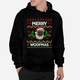 Merry Woofmas Ugly Sweater Christmas Pug Lover Gift Sweatshirt Hoodie | Crazezy UK
