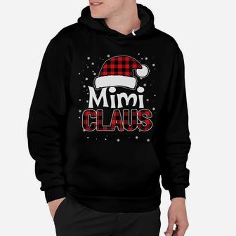 Mimi Claus Christmas Santa Hat Buffalo Plaid Matching Family Hoodie | Crazezy
