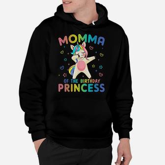 Momma Of The Birthday Princess Girl Dabbing Unicorn Hoodie | Crazezy
