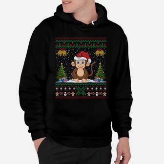 Monkeys Animal Lover Xmas Gift Ugly Monkey Christmas Sweatshirt Hoodie | Crazezy