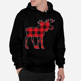 Moose Elk Plaid Buffalo Check Pajama Lumberjack Christmas Hoodie | Crazezy