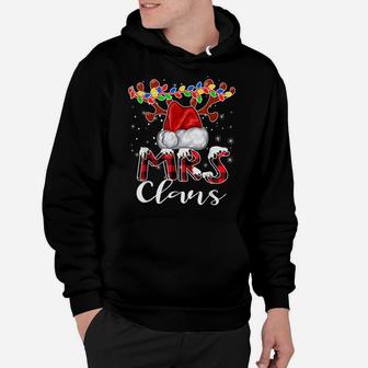 Mrs Santa Claus Buffalo Plaid Christmas Pajama Matching Fun Hoodie | Crazezy
