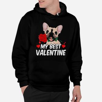 My Best Valentine Is French Bulldog Frenchie Hoodie - Monsterry
