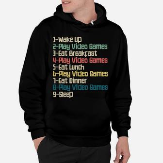 My Perfect Day Video Games, Funny Retro Xmas Gift For Gamer Hoodie | Crazezy