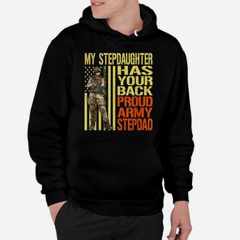 My Stepdaughter Has Your Back Shirt Proud Army Stepdad Gift Hoodie | Crazezy