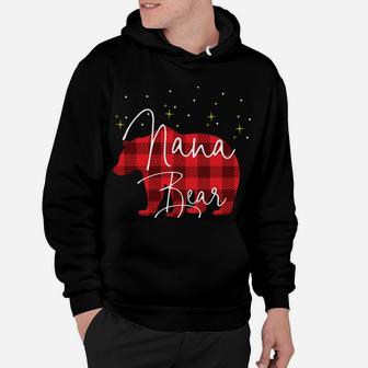 Nana Bear Christmas Pajama Red Plaid Buffalo Matching Hoodie | Crazezy
