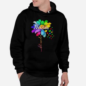 Nana Blessed Grandma Flower Daisy Tie Dye Colorful Rainbow Hoodie | Crazezy