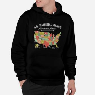 National Parks Map Camping Hoodie | Crazezy AU
