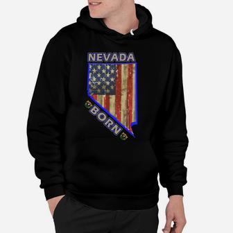 Nevada Born State Shape And Motto Us Flag Proud Hoodie | Crazezy