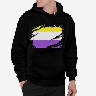 Non-Binary Pride Flag Ripped Hoodie | Crazezy