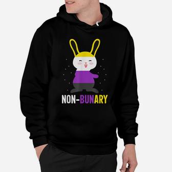Non-Bunary Non Binary Genderqueer Pride Flag Bunny Hoodie | Crazezy