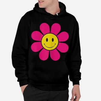 Orange 70S Retro Funky Flower With A Yellow Smiling Face Hoodie | Crazezy