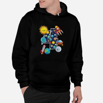 Outer Space 4 Year Old 4Th Gift Birthday Planets Astronaut Hoodie | Crazezy