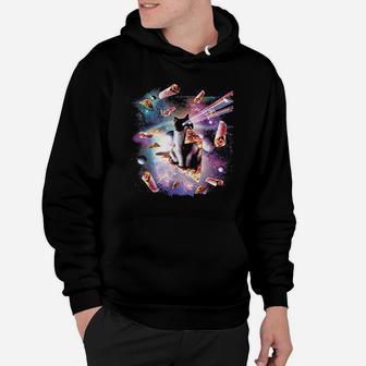 Outer Space Pizza Cat Rainbow Laser Hoodie | Crazezy