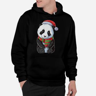Panda Christmas Santa Hat Funny Xmas Gifts Boys Girls Bear Hoodie | Crazezy