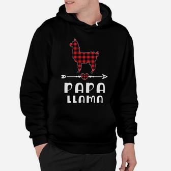 Papa Llama Christmas Red Plaid Buffalo Family Matching Pjs Hoodie | Crazezy DE