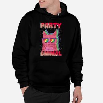 Party Cat Party Animal Music And Rave Party Lovers Hoodie | Crazezy