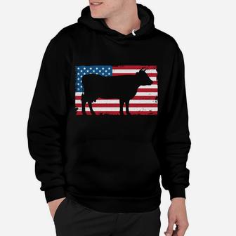 Patriotic Barbecue Cow Graphic American Flag Meat Smoking Hoodie | Crazezy DE
