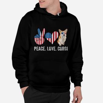 Peace Love Corgi Dad Mom American Flag Corgi Dog Lover Owner Zip Hoodie Hoodie | Crazezy