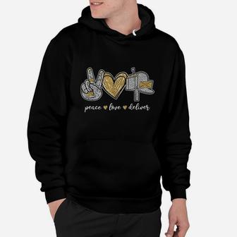 Peace Love Deliver Post Box Cute Postal Worker Gifts Hoodie - Thegiftio UK