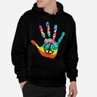 Peace Sign Love Handprint 60S 70S Tie Dye Hippie Costume Hoodie | Crazezy AU