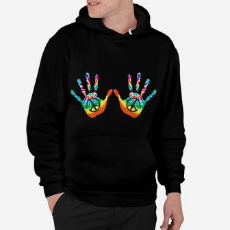 Peace Sign Love Handprint 60S 70S Tie Dye Hippie Costume Hoodie | Crazezy AU