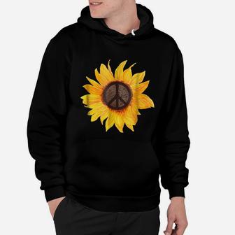 Peace Sunflower Flower Hippy Boho Style Gift T-Shirt Hoodie | Crazezy UK