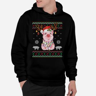 Pig Reindeer Santa Xmas Light Ugly Sweater Christmas Gifts Sweatshirt Hoodie | Crazezy