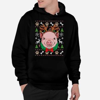 Pig Ugly Christmas Reindeer Antlers Xmas Girls Kids Farm Sweatshirt Hoodie | Crazezy