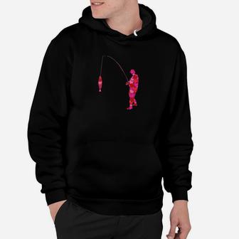Pink Red Heart Valentines Day Boys Fish Fishing Hoodie - Monsterry