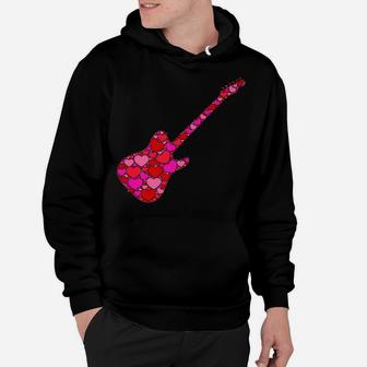 Pink Red Heart Valentines Day For Musician - Electric Guitar Hoodie | Crazezy